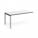 Adapt add on unit single 1600mm x 800mm - silver frame, white top, black edge E168-AB-S-WK