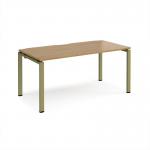 Adapt single desk 1600mm x 800mm - green frame, oak top E168-GN-O