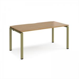 Adapt single desk 1600mm x 800mm - green frame, oak top E168-GN-O