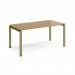 Adapt single desk 1600mm x 800mm - green frame, oak top E168-GN-O