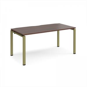 Adapt single desk 1600mm x 800mm - green frame, walnut top E168-GN-W