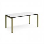 Adapt single desk 1600mm x 800mm - green frame, white top, black edge E168-GN-WK