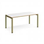 Adapt single desk 1600mm x 800mm - green frame, white top, oak edge E168-GN-WO