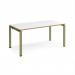 Adapt single desk 1600mm x 800mm - green frame, white top, oak edge E168-GN-WO