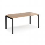 Adapt single desk 1600mm x 800mm - black frame, beech top E168-K-B