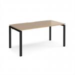 Adapt single desk 1600mm x 800mm - black frame, kendal oak top E168-K-KO