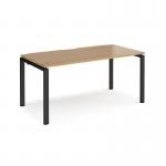 Adapt single desk 1600mm x 800mm - black frame, oak top E168-K-O