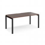 Adapt single desk 1600mm x 800mm - black frame, walnut top E168-K-W