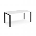 Adapt single desk 1600mm x 800mm - black frame, white top E168-K-WH