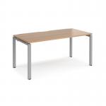 Adapt single desk 1600mm x 800mm - silver frame, beech top E168-S-B