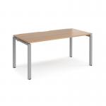 Adapt single desk 1600mm x 800mm - silver frame and beech top