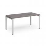Adapt single desk 1600mm x 800mm - silver frame, grey oak top E168-S-GO