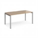 Adapt single desk 1600mm x 800mm - silver frame, kendal oak top E168-S-KO