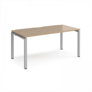Adapt single desk 1600mm x 800mm - silver frame, kendal oak top