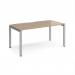 Adapt single desk 1600mm x 800mm - silver frame, kendal oak top E168-S-KO