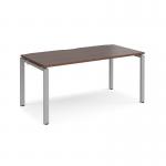 Adapt single desk 1600mm x 800mm - silver frame, walnut top E168-S-W