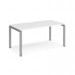 Adapt single desk 1600mm x 800mm - silver frame, white top E168-S-WH