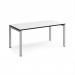 Adapt single desk 1600mm x 800mm - silver frame, white top, black edge E168-S-WK