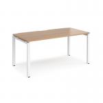 Adapt single desk 1600mm x 800mm - white frame, beech top E168-WH-B