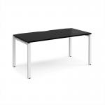 Adapt single desk 1600mm x 800mm - white frame, black top E168-WH-BK