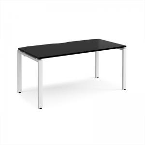Adapt single desk 1600mm x 800mm - white frame, black top E168-WH-BK