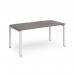 Adapt single desk 1600mm x 800mm - white frame, grey oak top E168-WH-GO