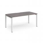 Adapt single desk 1600mm x 800mm - white frame, grey oak top E168-WH-GO