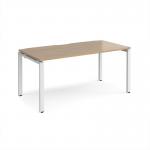 Adapt single desk 1600mm x 800mm - white frame, kendal oak top E168-WH-KO