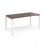 Adapt single desk 1600mm x 800mm - white frame, walnut top E168-WH-W