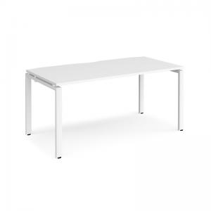 Adapt single desk 1600mm x 800mm - white frame, white top E168-WH-WH