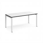 Adapt single desk 1600mm x 800mm - white frame, white top, black edge E168-WH-WK