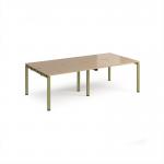 Adapt double back to back desks 2400mm x 1200mm - green frame, kendal oak top E2412-GN-KO