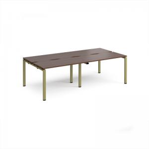 Adapt double back to back desks 2400mm x 1200mm - green frame, walnut