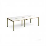 Adapt double back to back desks 2400mm x 1200mm - green frame, white top, oak edge E2412-GN-WO