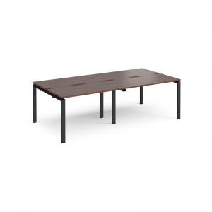Adapt double back to back desks 2400mm x 1200mm - black frame, walnut