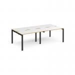 Adapt double back to back desks 2400mm x 1200mm - black frame, white top with oak edging E2412-K-WO