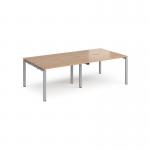 Adapt double back to back desks 2400mm x 1200mm - silver frame, beech top E2412-S-B