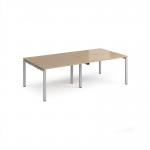 Adapt double back to back desks 2400mm x 1200mm - silver frame, kendal oak top E2412-S-KO