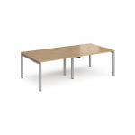 Adapt double back to back desks 2400mm x 1200mm - silver frame, oak top E2412-S-O