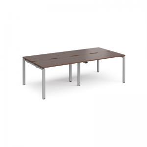 Adapt double back to back desks 2400mm x 1200mm - silver frame, walnut