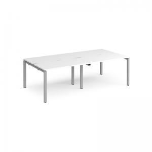 Adapt double back to back desks 2400mm x 1200mm - silver frame, white
