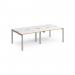 Adapt double back to back desks 2400mm x 1200mm - silver frame, white top with oak edging E2412-S-WO