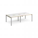 Adapt double back to back desks 2400mm x 1200mm - silver frame, white top with oak edging E2412-S-WO