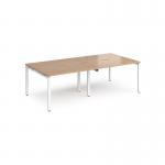 Adapt double back to back desks 2400mm x 1200mm - white frame, beech top E2412-WH-B