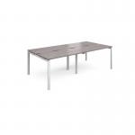 Adapt double back to back desks 2400mm x 1200mm - white frame, grey oak top E2412-WH-GO