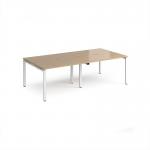 Adapt double back to back desks 2400mm x 1200mm - white frame, kendal oak top E2412-WH-KO