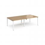 Adapt double back to back desks 2400mm x 1200mm - white frame, oak top E2412-WH-O