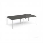 Adapt double back to back desks 2400mm x 1200mm - white frame, storm grey top E2412-WH-OG