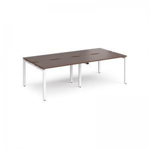 Adapt double back to back desks 2400mm x 1200mm - white frame, walnut