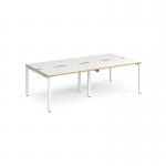 Adapt double back to back desks 2400mm x 1200mm - white frame, white top with oak edging E2412-WH-WO